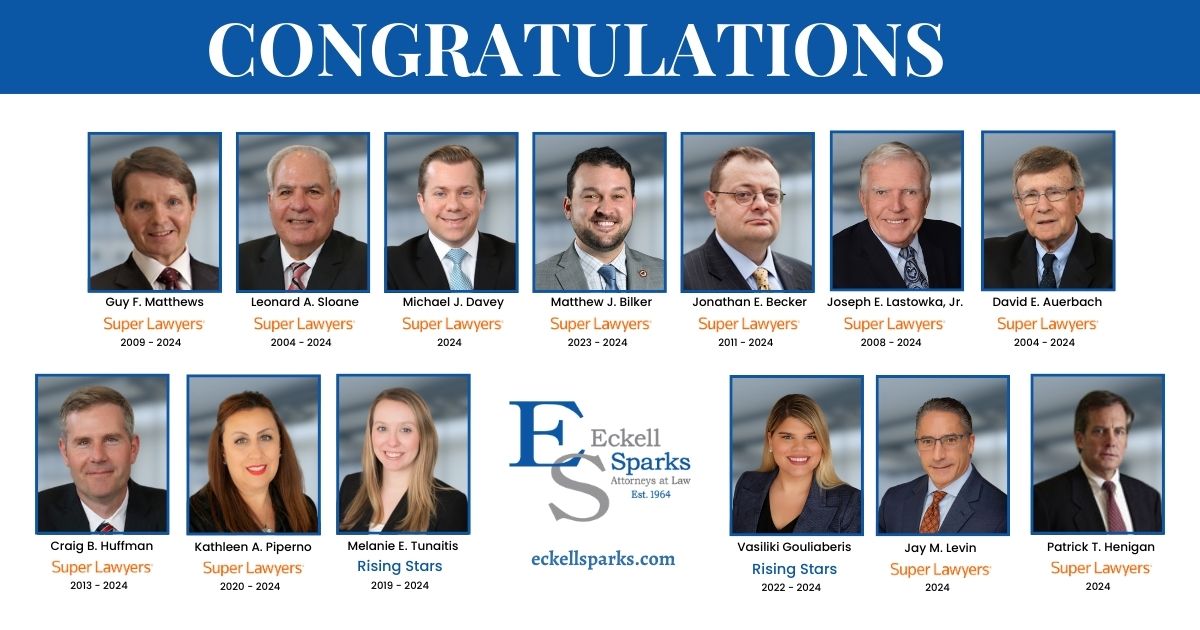 Eckell Sparks Attorneys Selected to the 2024 Pennsylvania Super Lawyers and Rising Stars Lists